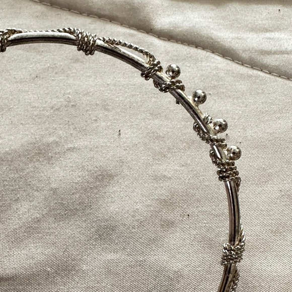 2/$20 Vintage, Silver tone, Tribal Wire Wrap decorative bangle bracelet. - Picture 8 of 11